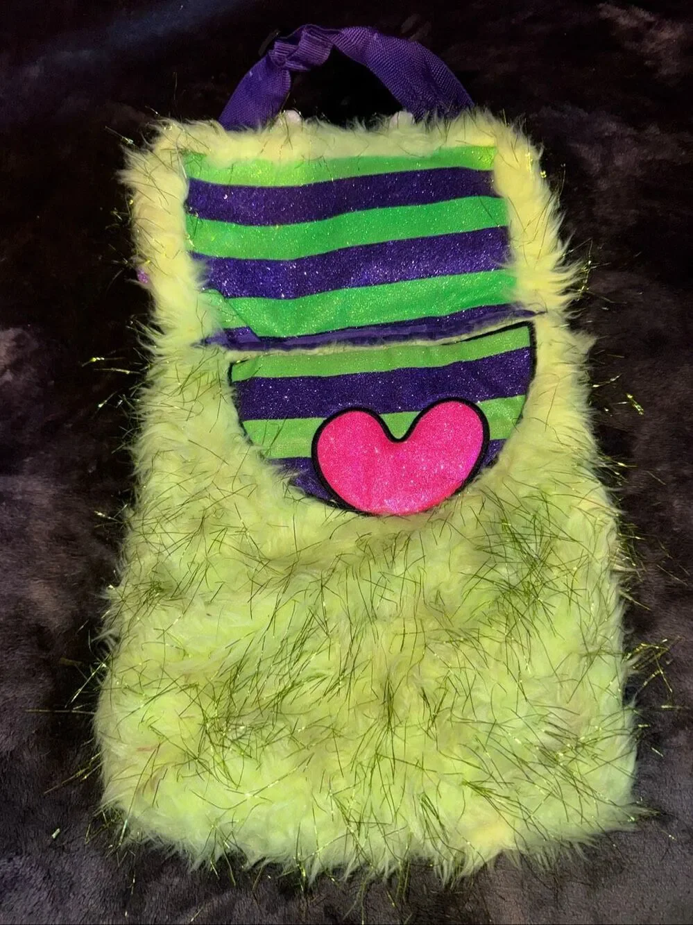 Justice fuzzy monster purse